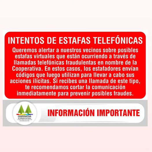 Advierten sobre estafas telefónicas en nombre de la Cooperativa de ...